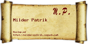 Milder Patrik névjegykártya
